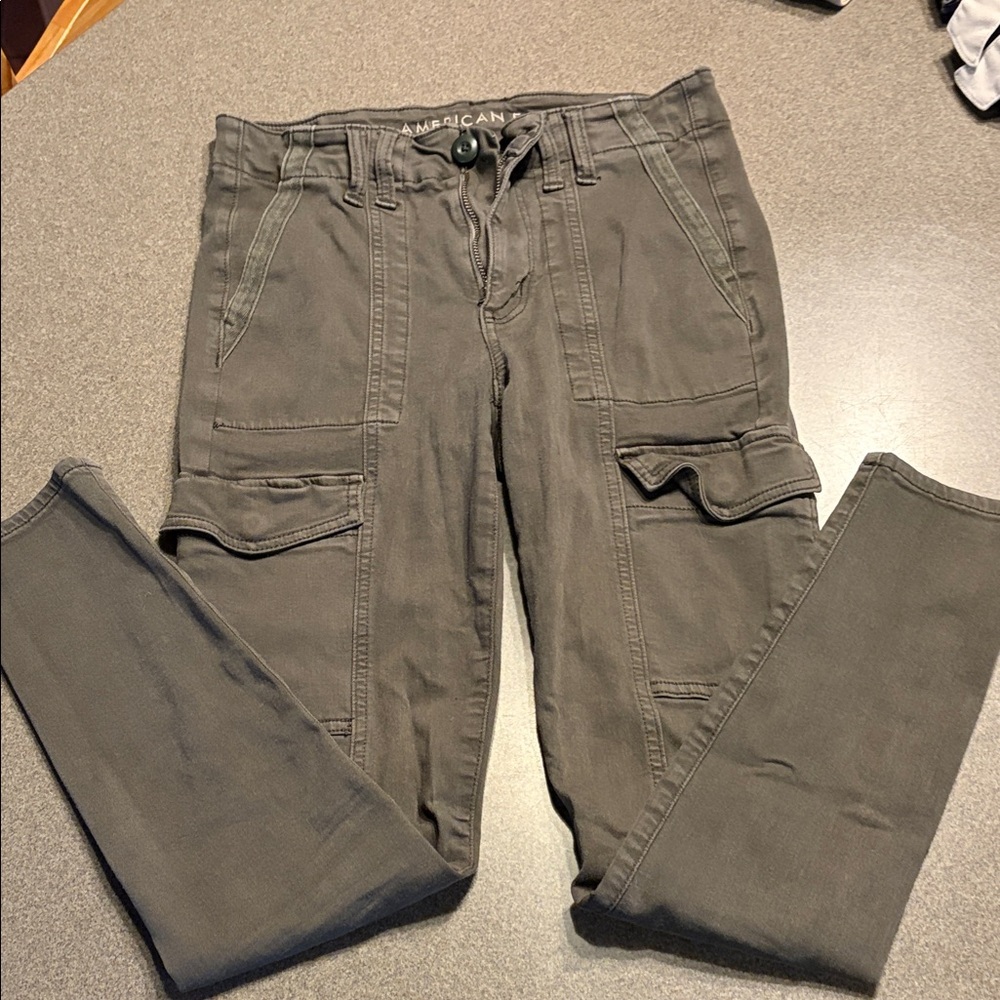 American Eagle Outfitters Women's Dark Green Skinny Pants
